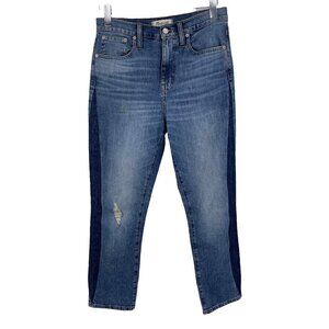 Madewell Womens Blue Denim Distressed The High Rise Slim Boy Jean Contrast Sz 26
